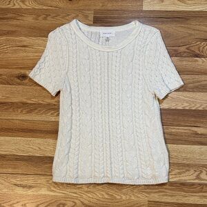 Dear John Ivory Cable Knit Short Sleeve Tee